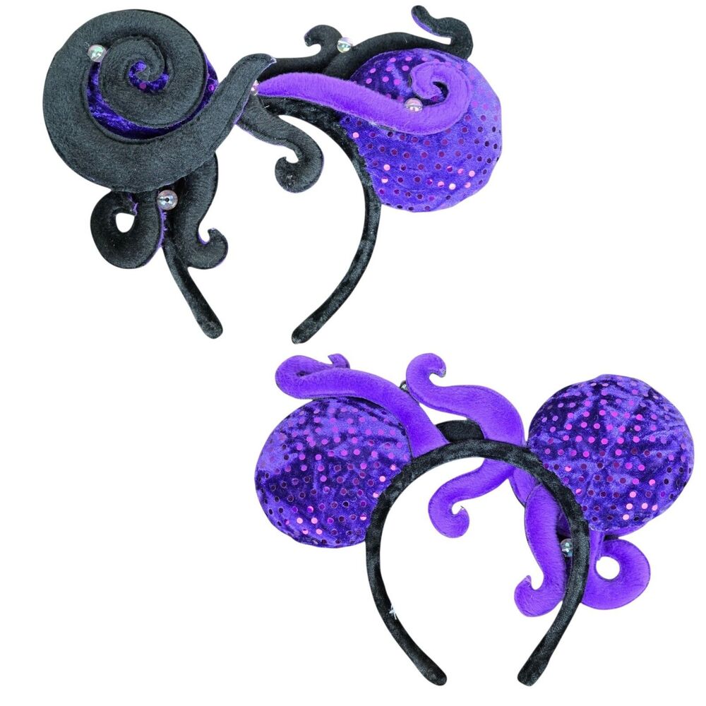 Disney Ursula Little Mermaid Purple Black Minnie Mouse Ears Tentacles Headband